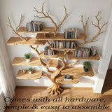 Solid Wood Tree Branch Floating Wall Bookshelf