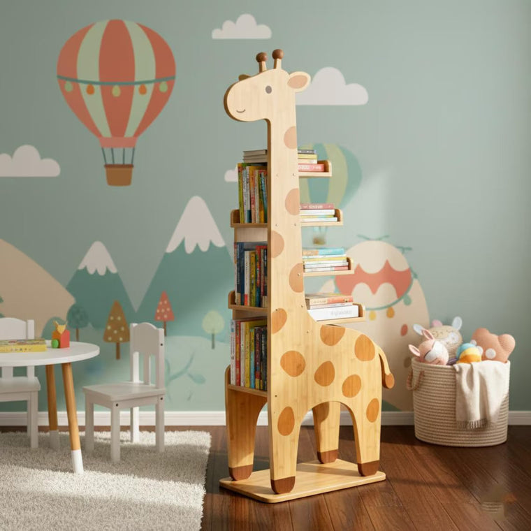 Giraffe Kids Bookshelf - Delicate Handmade Children’S Bookcase for Nursery & Playroom