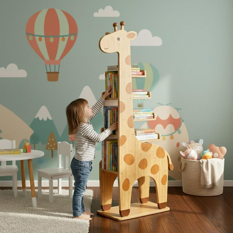 Giraffe Kids Bookshelf - Delicate Handmade Children’S Bookcase for Nursery & Playroom - alternate view