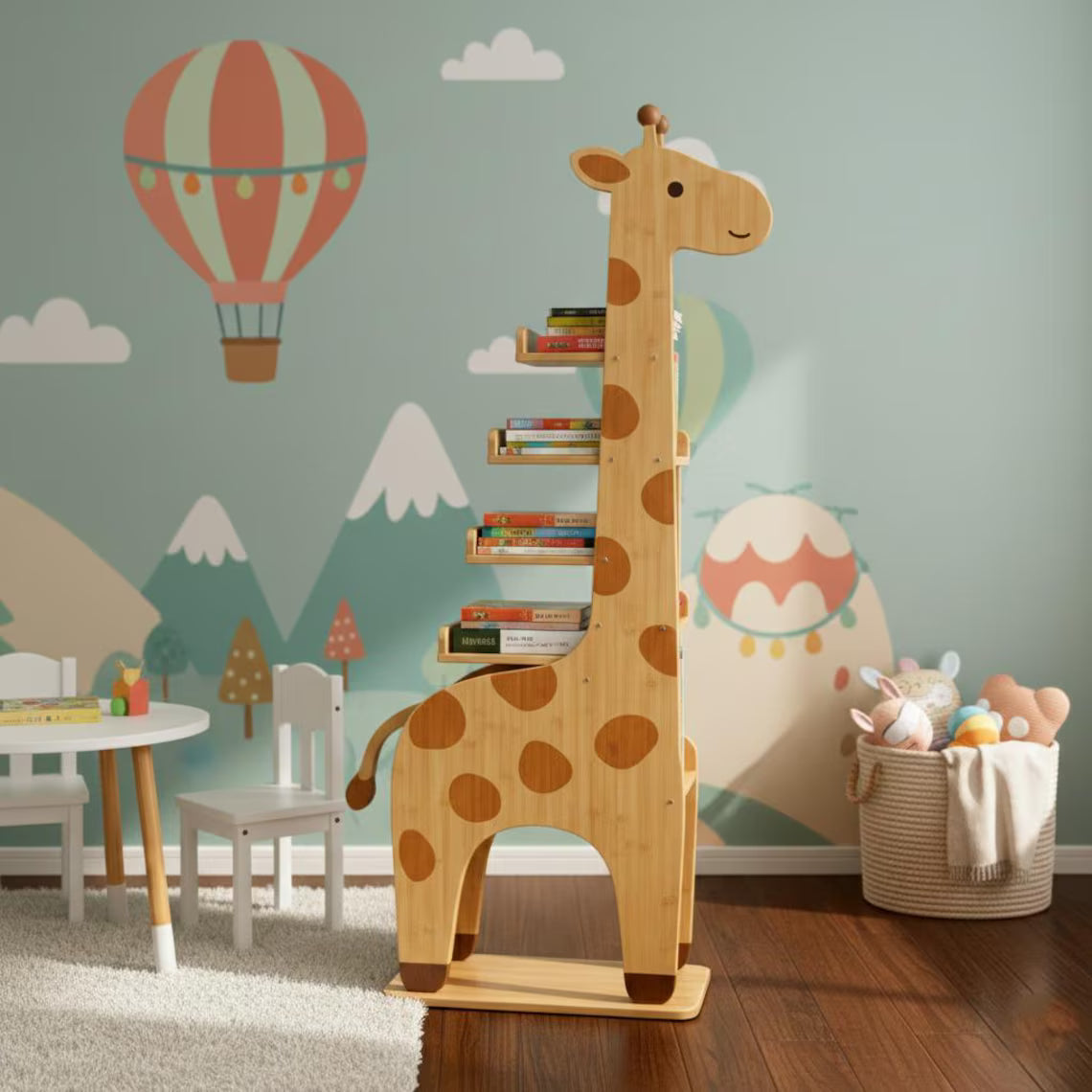 Giraffe Kids Bookshelf - Delicate Handmade Children’S Bookcase for Nursery & Playroom - detail view 5
