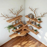 Corner Tree Branch Bookshelf - Floor-to-Wall Wood Bookcase