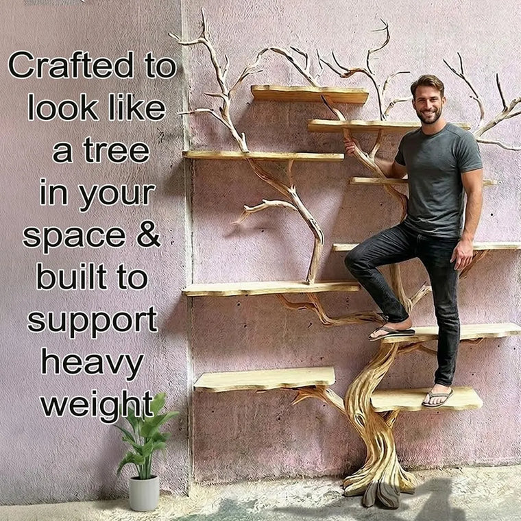Corner Tree Branch Bookshelf - Floor-to-Wall Wood Bookcase - alternate view