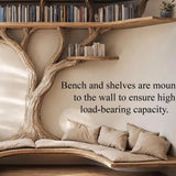 Driftwood Branch Corner Bookshelf with U-Shaped Reading Bench