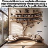 Driftwood Branch Corner Bookshelf with U-Shaped Reading Bench