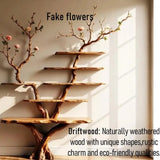 Natural Wood Tree Branch Floating Bookshelf - Rustic Wall Decor