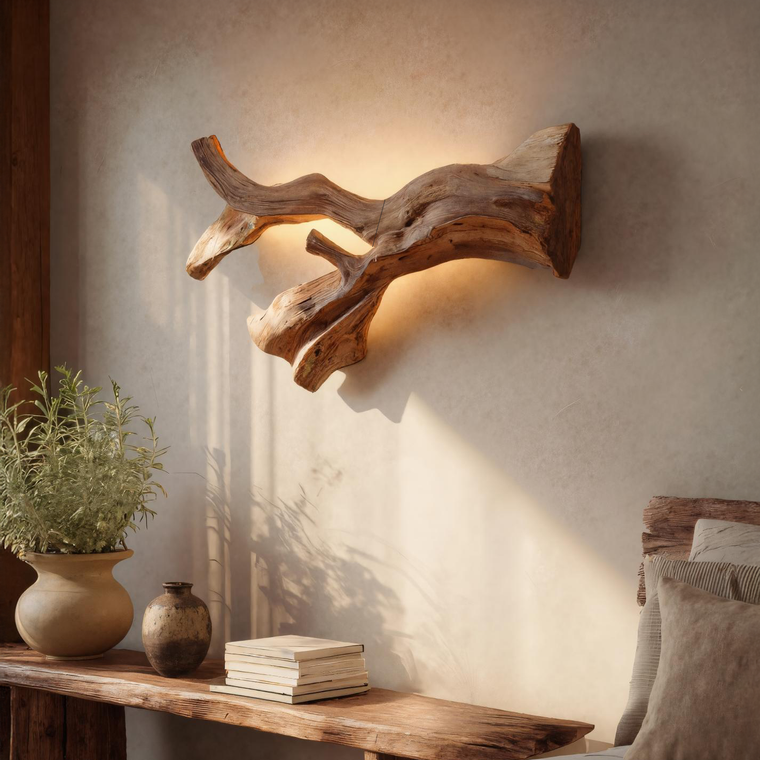 Rustic Natural Wall Lamp for Hallway - alternate view