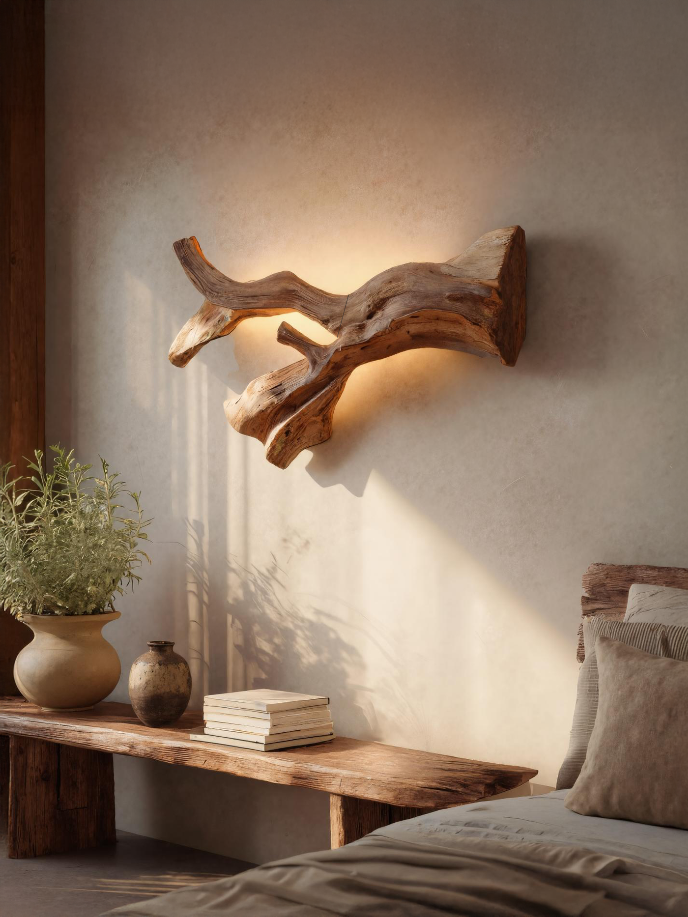 Rustic Natural Wall Lamp for Hallway - alternate view