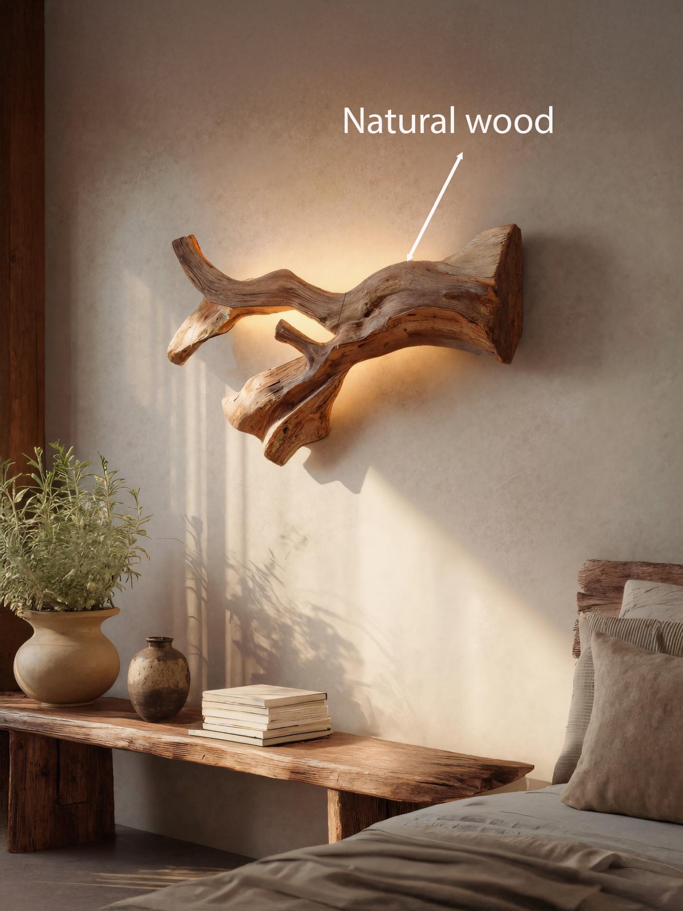 Rustic Natural Wall Lamp for Hallway - detail view 6