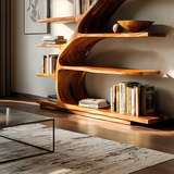 Organic Modern Bookshelf with Flowing Curves for Home Decor