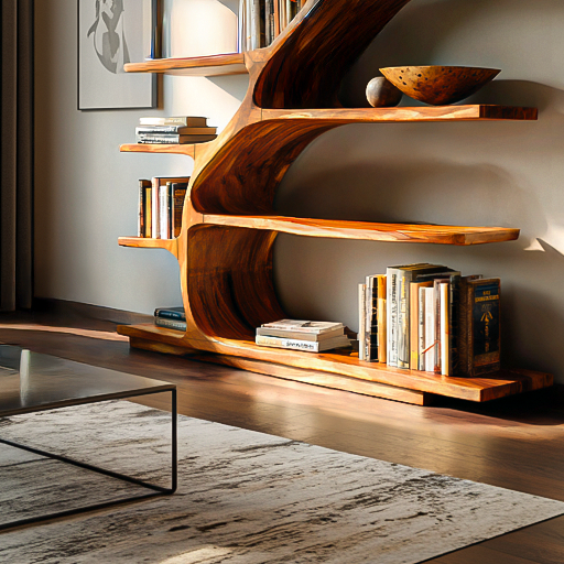 Organic Modern Bookshelf with Flowing Curves for Home Decor - detail view 4
