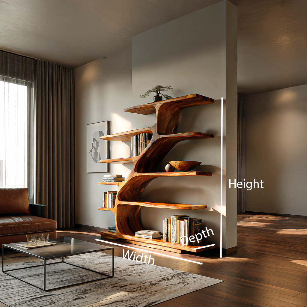 Organic Modern Bookshelf with Flowing Curves for Home Decor - detail view 6