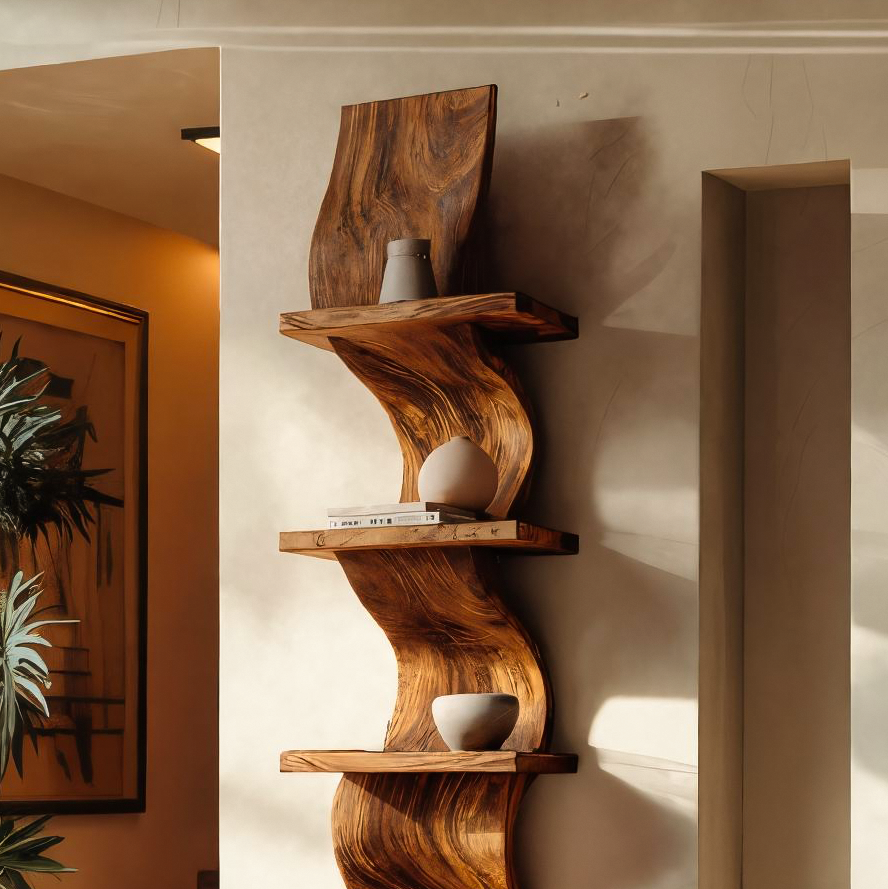 Modern Curved Floating Shelf for Statement Living Room - detail view 3