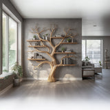 Handcrafted Tree Branch Bookshelf - Natural Wood Floating Shelves - Artistic Wall Decor