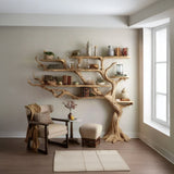 Handmade Tree Bookshelf - Large Wooden Branch Bookcase for Rustic Home Decor