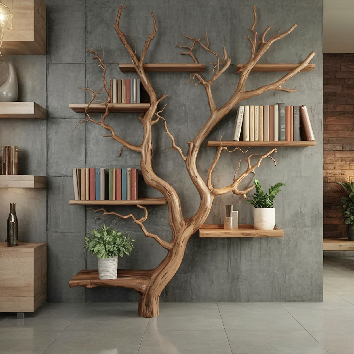 Tree Bookshelf - Handmade Driftwood Wall Mounted Bookcase