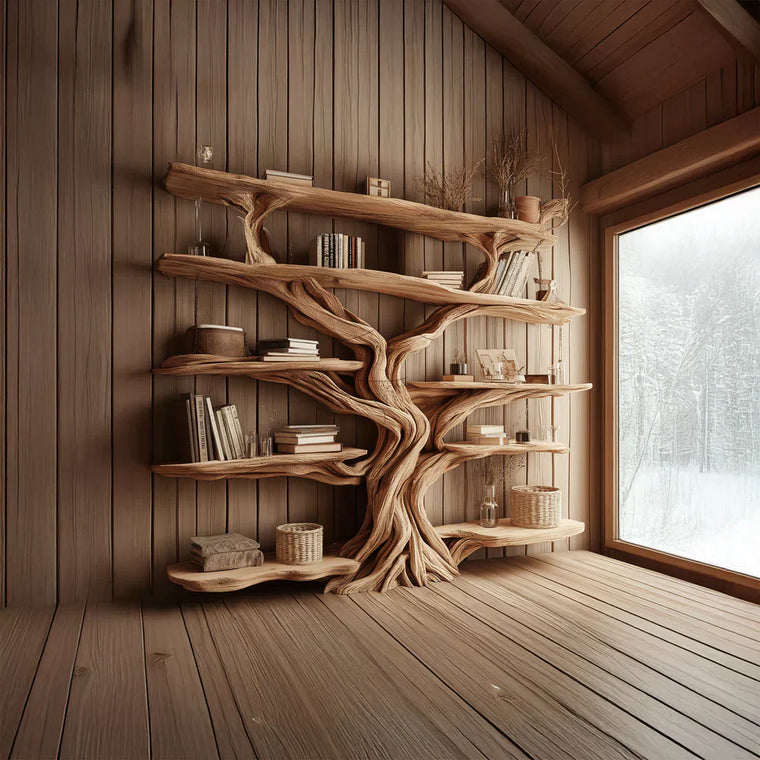 Rustic Tree Bookshelf Entryway Living Room Sinlsatb224