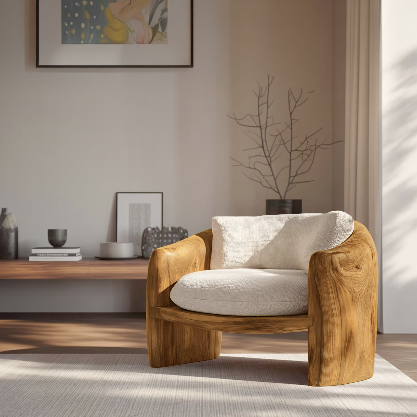 Modern Organic Lounge Chair Sculptural Form for Living Room - detail view 4