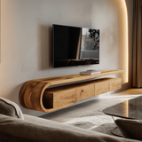 Modern Sculptural Wall Mounted Tv Console for Living Room