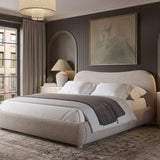 Oliver Bed - Curved Boucle Upholstered