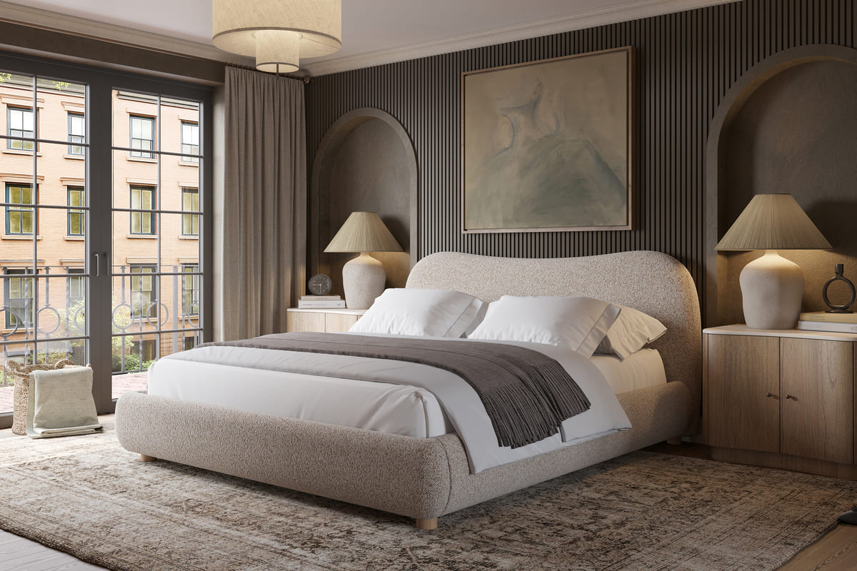 Oliver Bed - Curved Boucle Upholstered - detail view 16