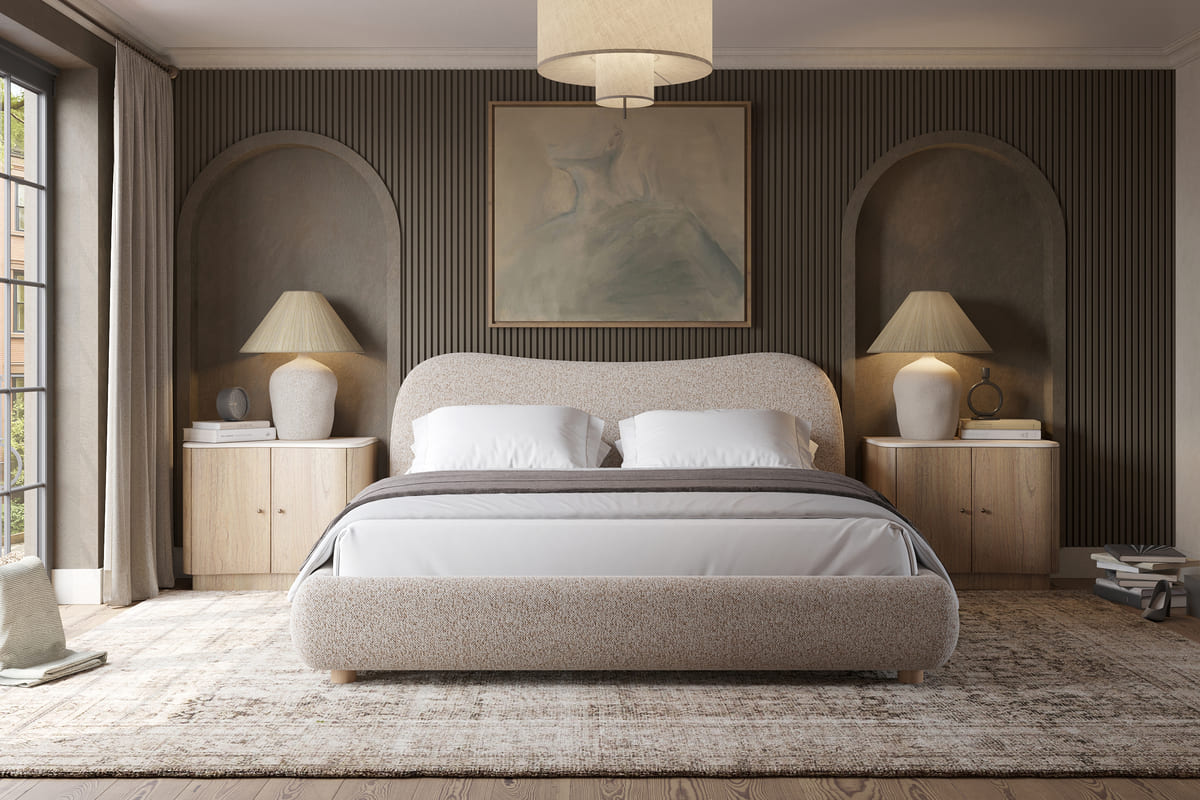 Oliver Bed - Curved Boucle Upholstered - detail view 17