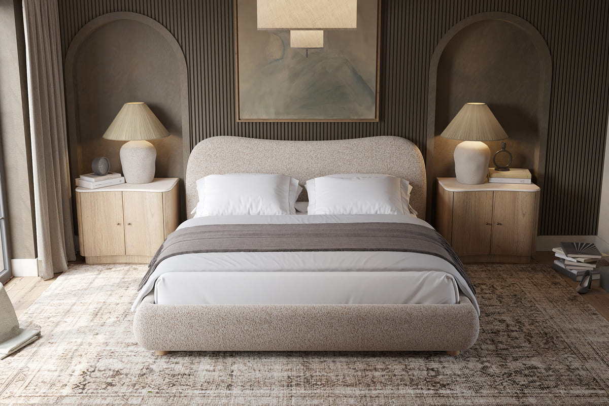 Oliver Bed - Curved Boucle Upholstered - detail view 18
