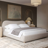Oliver Bed - Curved Boucle Upholstered