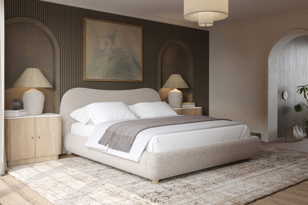Oliver Bed - Curved Boucle Upholstered - detail view 19