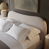 Oliver Bed - Curved Boucle Upholstered