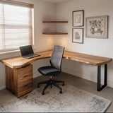 Modern L Shaped Desk with Drawer Storage for Workspace