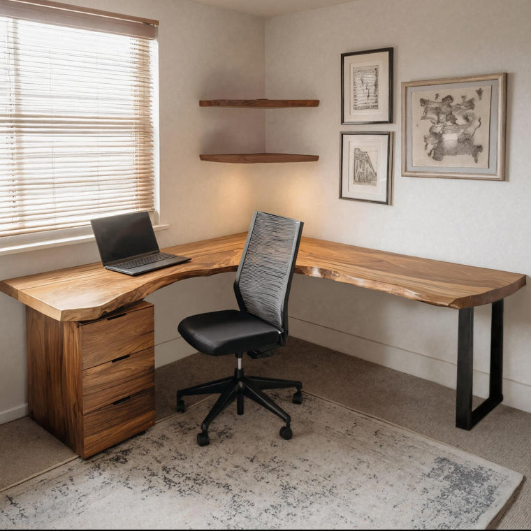 Modern L Shaped Desk with Drawer Storage for Workspace - alternate view