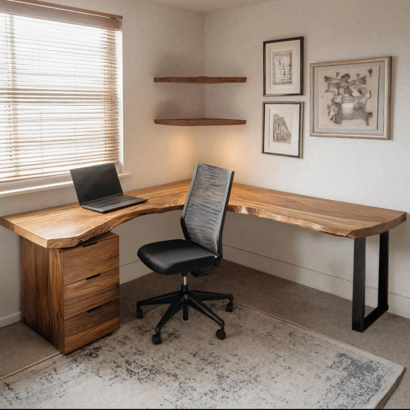 Modern L Shaped Desk with Drawer Storage for Workspace - alternate view