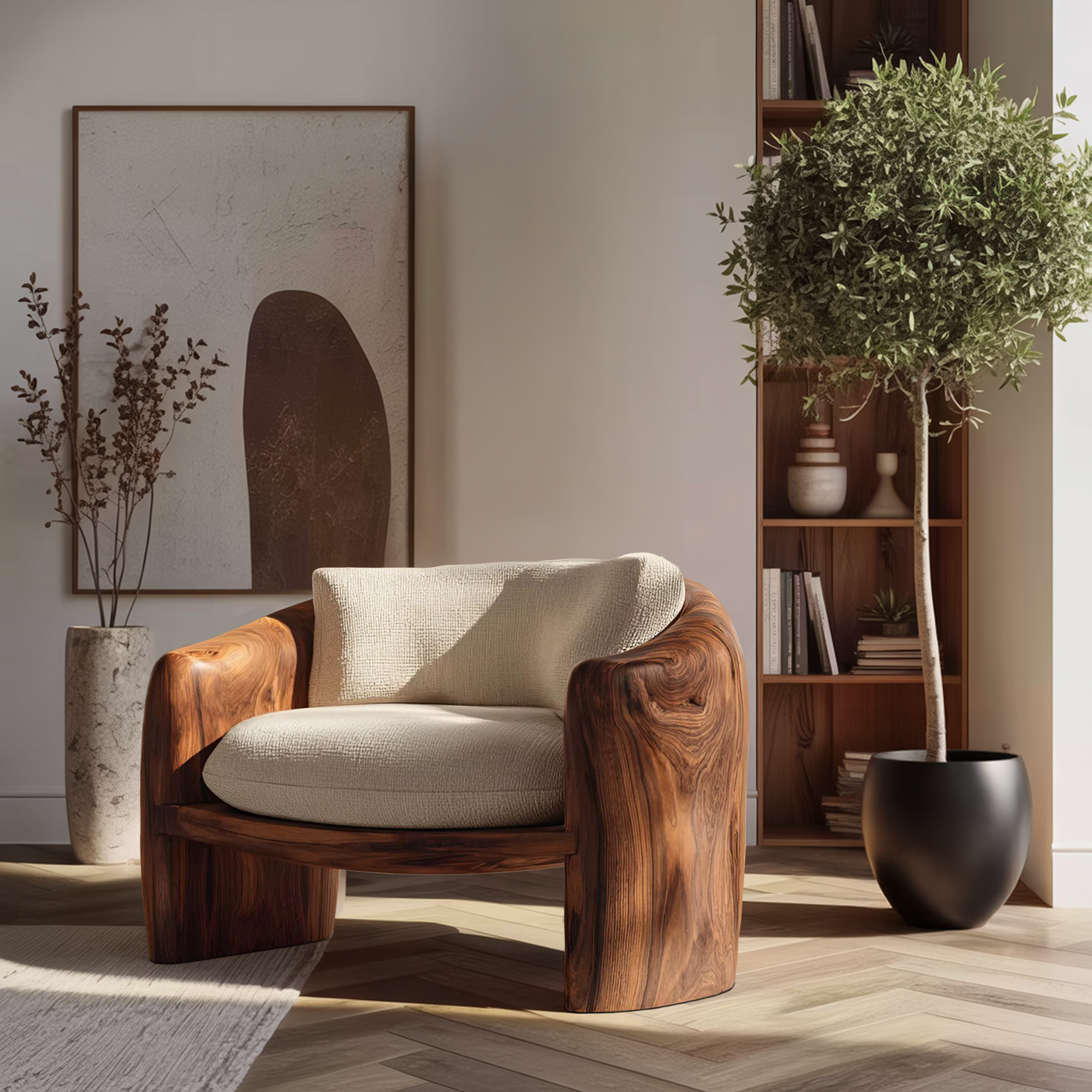 Modern Organic Lounge Chair Sculptural Form for Living Room - detail view 3