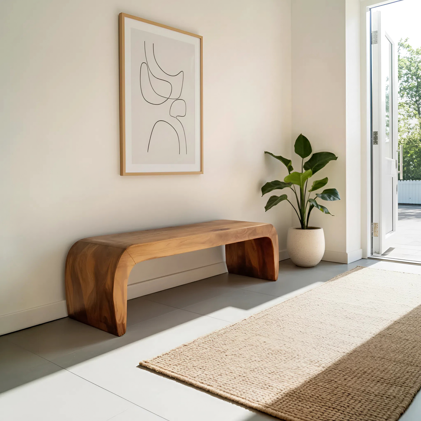 Contemporary Bench with Curved Design for Entryway - alternate view