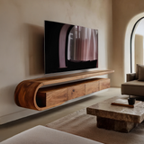 Modern Sculptural Wall Mounted Tv Console for Living Room