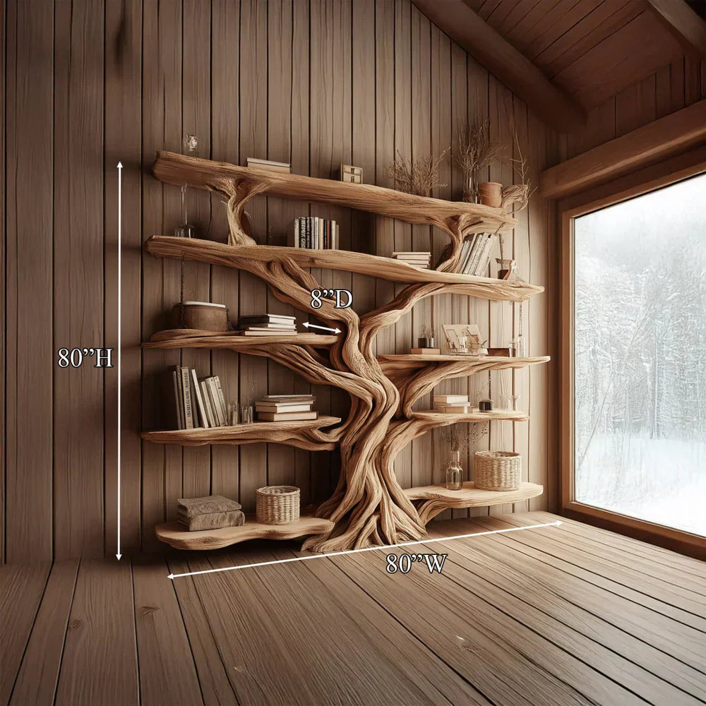 Rustic Tree Bookshelf Entryway Living Room Sinlsatb224 - detail view 4