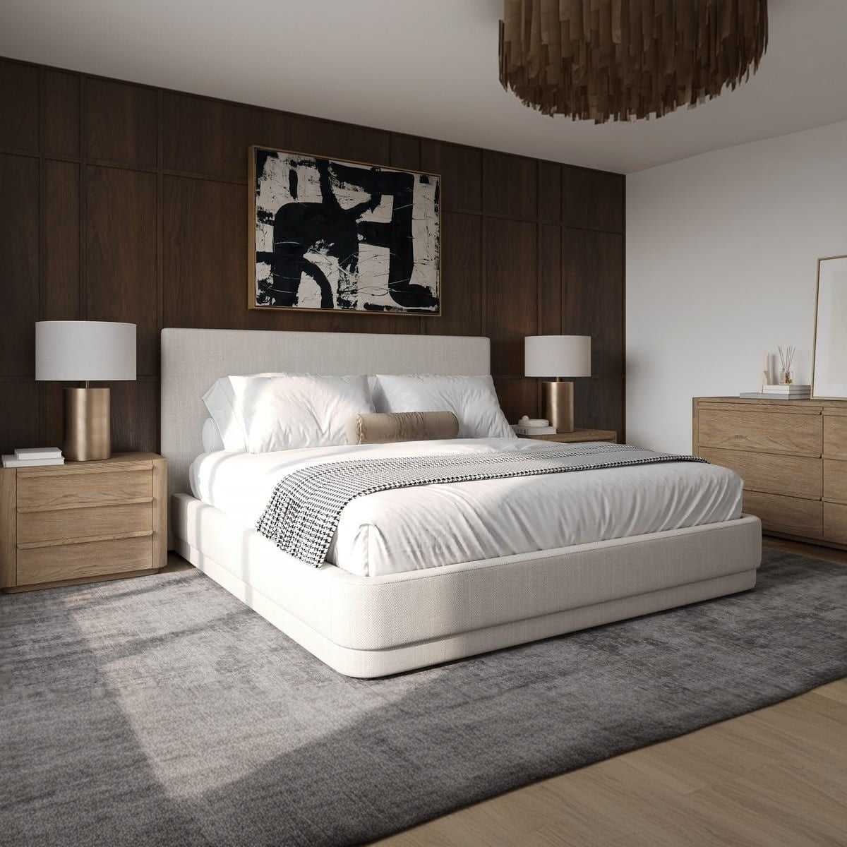 Serene Bed - Minimalist Linen Upholstered - alternate view
