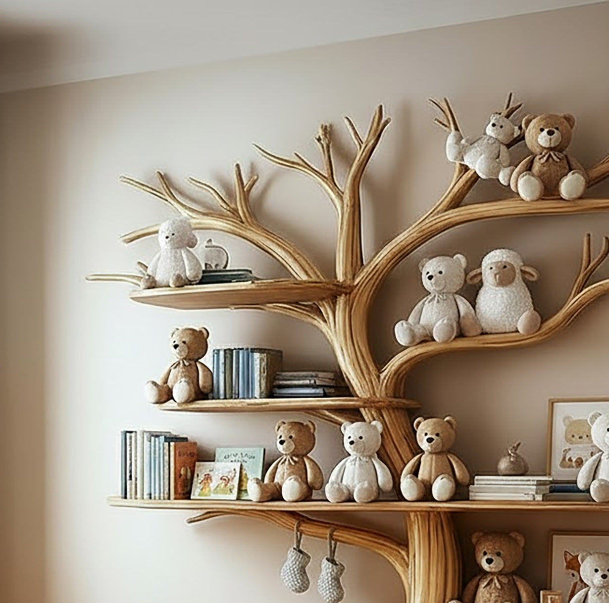 Handmade Natural Wood Tree Kids Bookshelf - alternate view