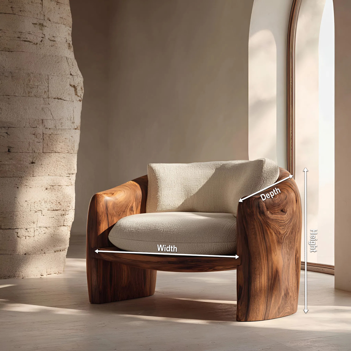 Modern Organic Lounge Chair Sculptural Form for Living Room - detail view 8