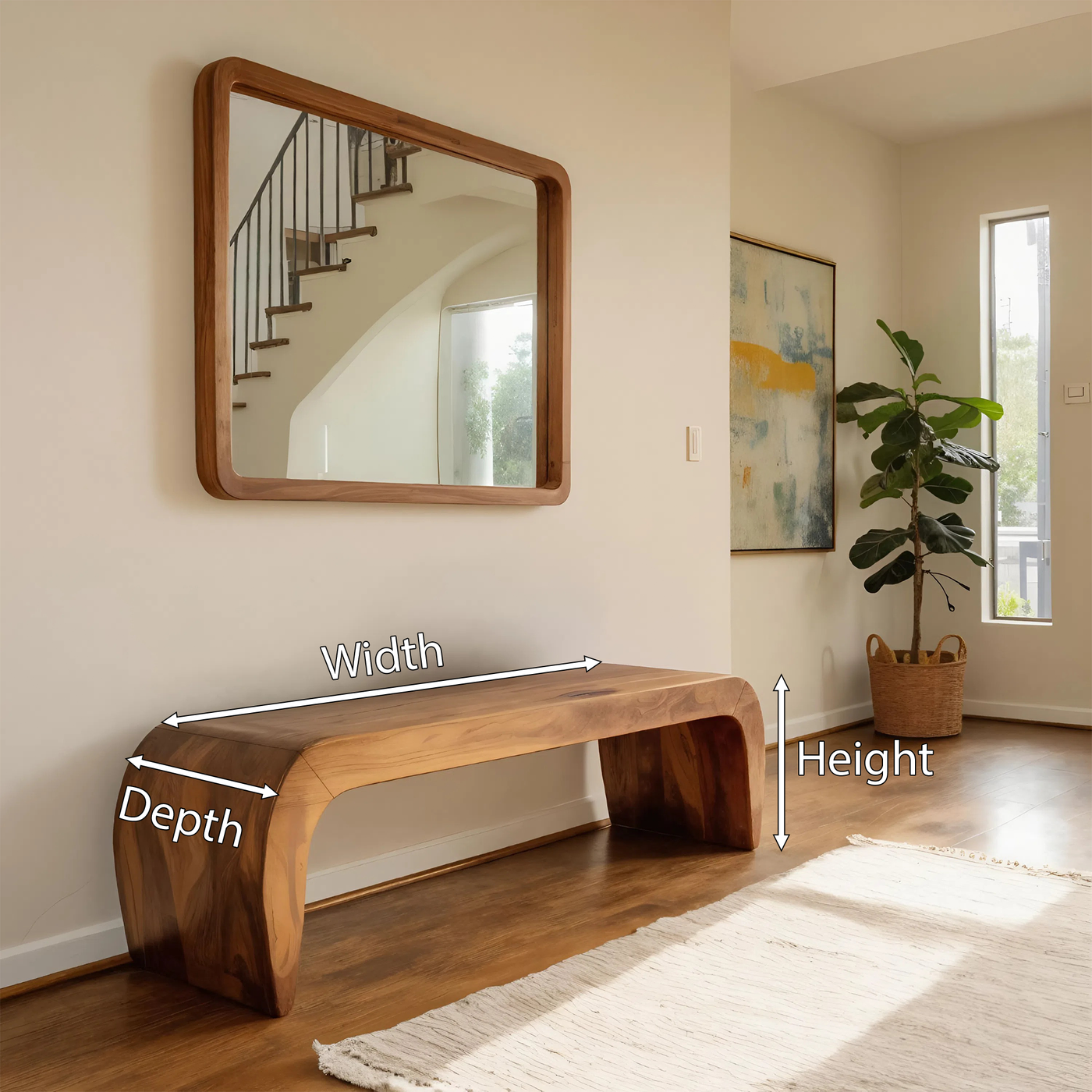 Contemporary Bench with Curved Design for Entryway - detail view 8