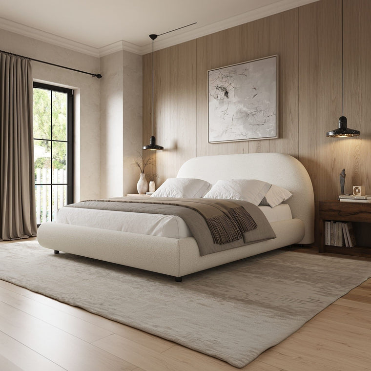 Solana Bed - Curved Boucle Modern