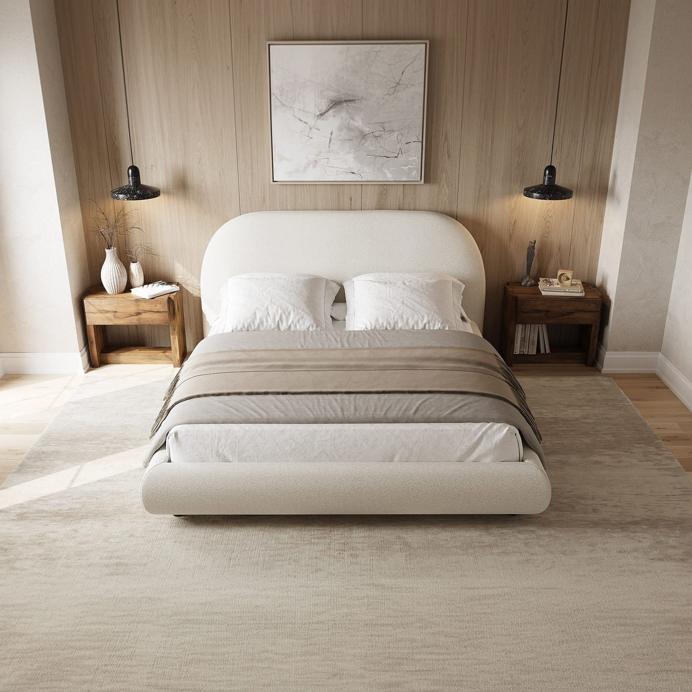 Solana Bed - Curved Boucle Modern - alternate view