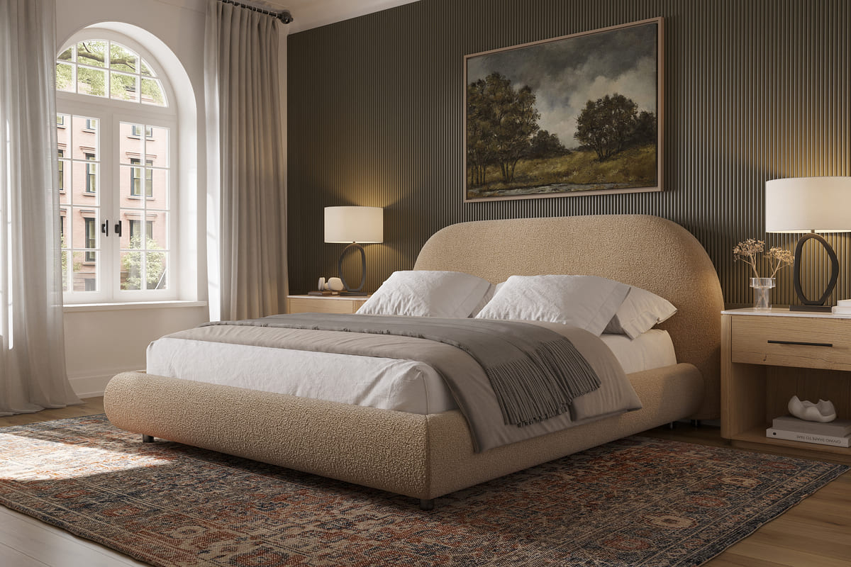 Solana Bed - Curved Boucle Modern - detail view 39