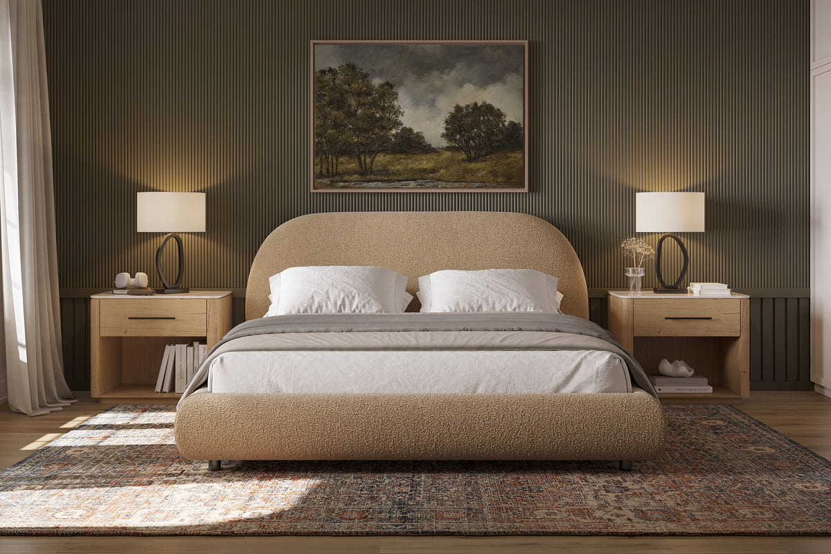 Solana Bed - Curved Boucle Modern - detail view 40