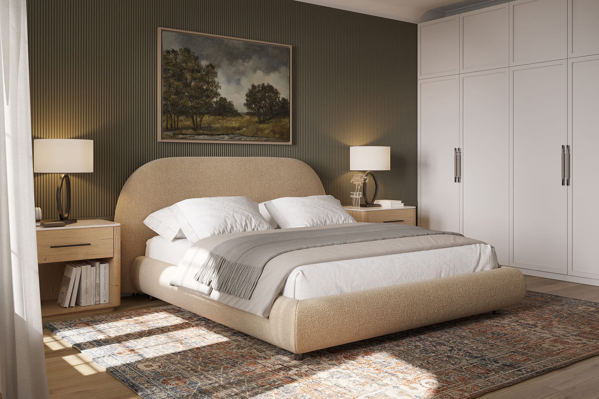 Solana Bed - Curved Boucle Modern - detail view 42