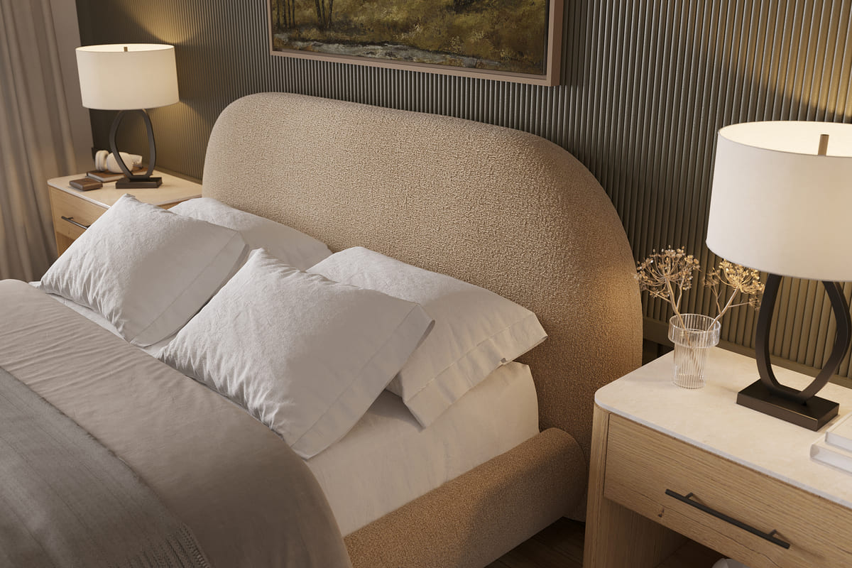Solana Bed - Curved Boucle Modern - detail view 43