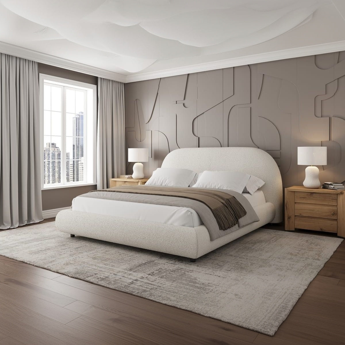 Stella Storage Bed - Boucle Contemporary