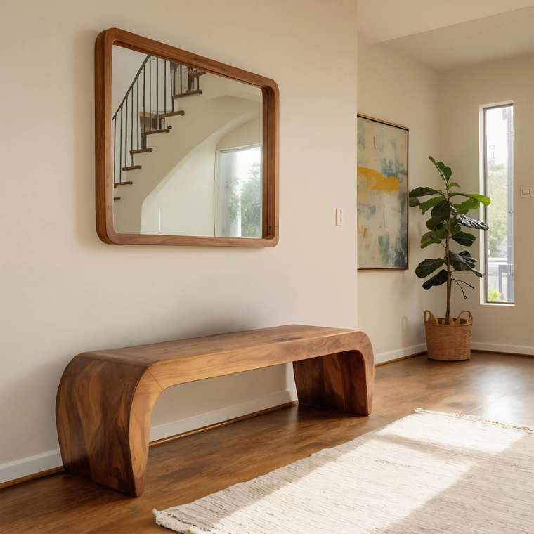 Contemporary Bench with Curved Design for Entryway
