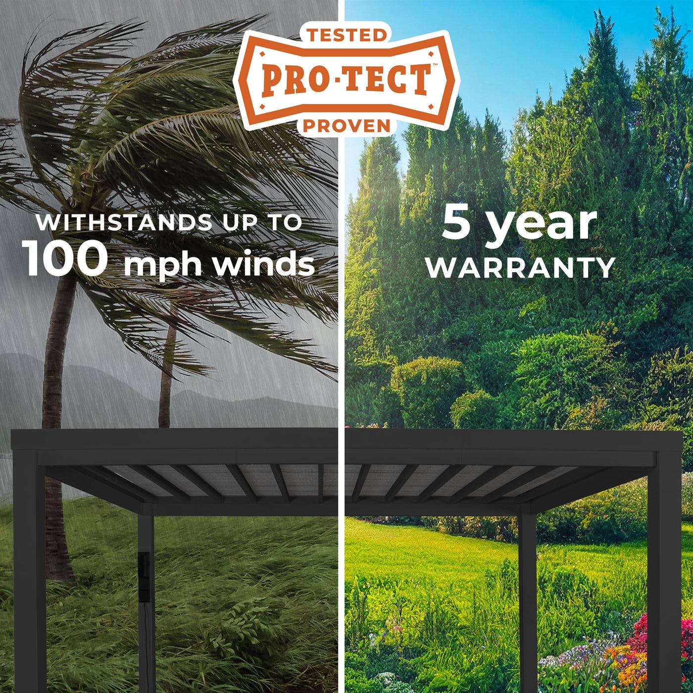 14X12 Trenton Modern Steel Pergola with Sail Shade Soft Canopy - detail view 3