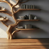 Rustic Tree Bookshelf - Handmade Wooden Branch Wall Shelf